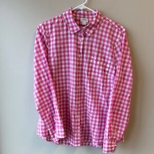 J. Crew Factory Pink Plaid Gingham Button Down Shirt